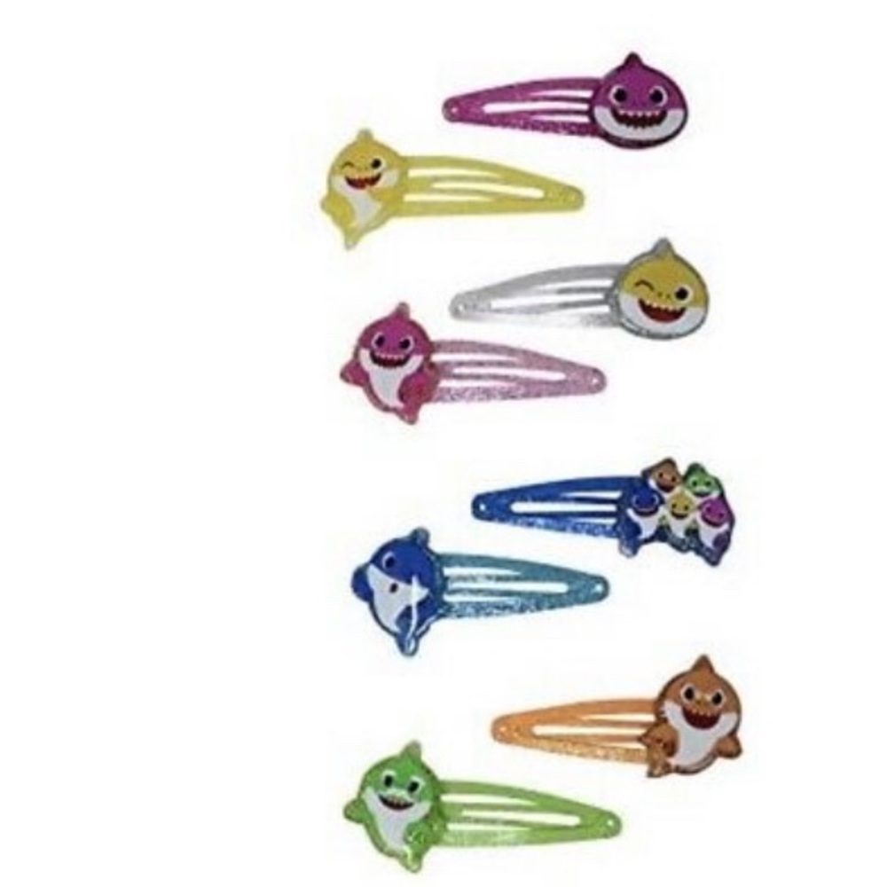 8 Baby Shark Snap Hair Clips - Picture 2 of 4
